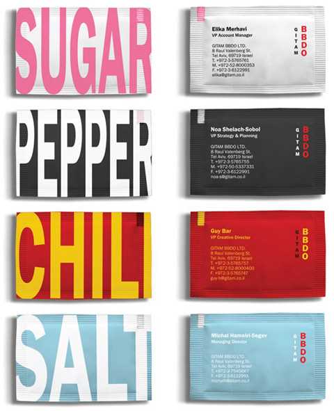 sugar sachet business cards