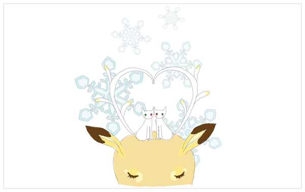Reindeers and kitty's and snowdrops and Aaaaah!!! (lovely illiustration)