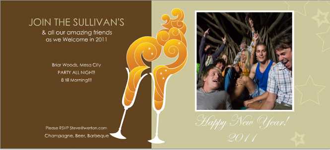 A photo flat card that’s perfect for invitations to New Years Party’s