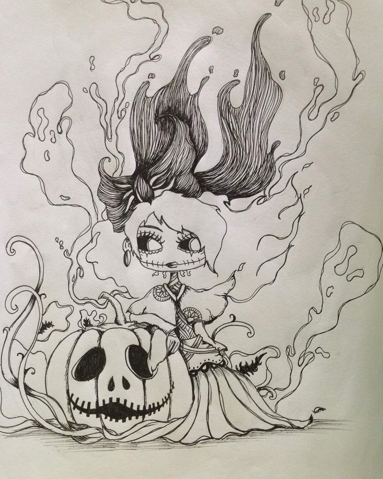 Pumpkin ink drawing