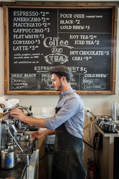 Coffee shop menu