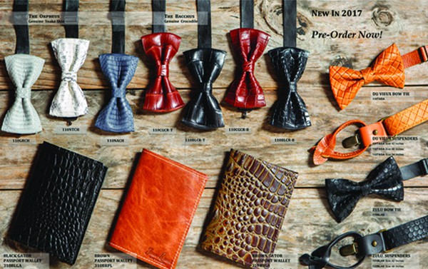 Jean Lorent leather men's bow ties, belts and wallets