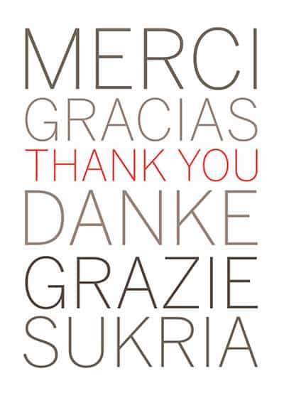 Foreign languages corporate thank you card