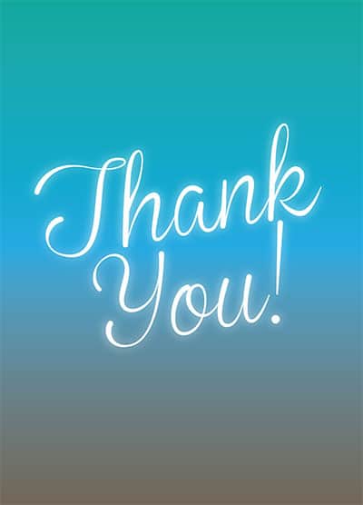 Two-toned blue glow corporate thank you postcard