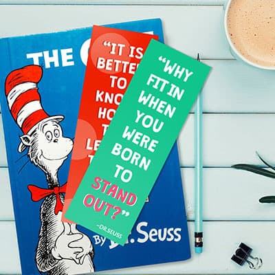 Dr Seuss motivational bookmarks