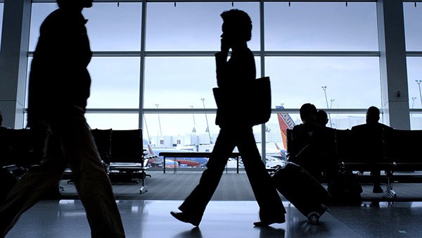 business traveler at airport