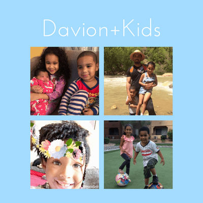 Photo collage of Davion & four kids