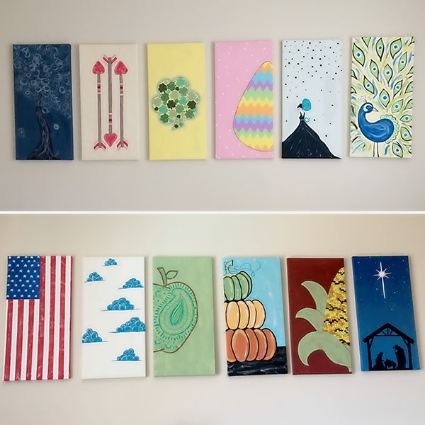 12 months of canvas paintings