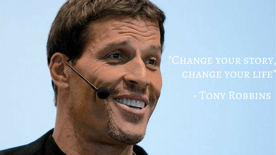 Close-up of life coach Tony Robbins at speaking engagement.