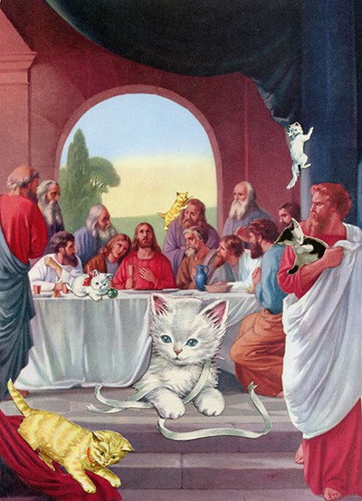 The Last Supper image with cats
