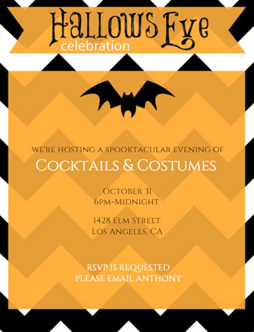 Chevron All Hallows Eve Party Invitation