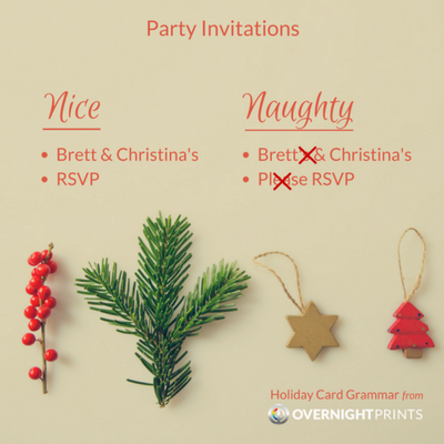 Holiday Card Grammar - Party invitations