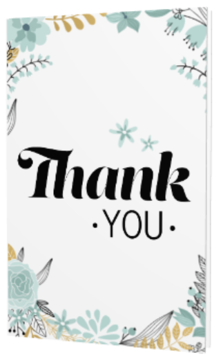 Blue floral Thank You greeting card