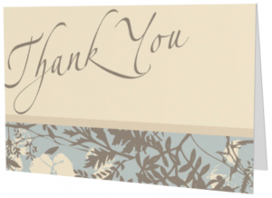 Beige floral Thank You greeting card