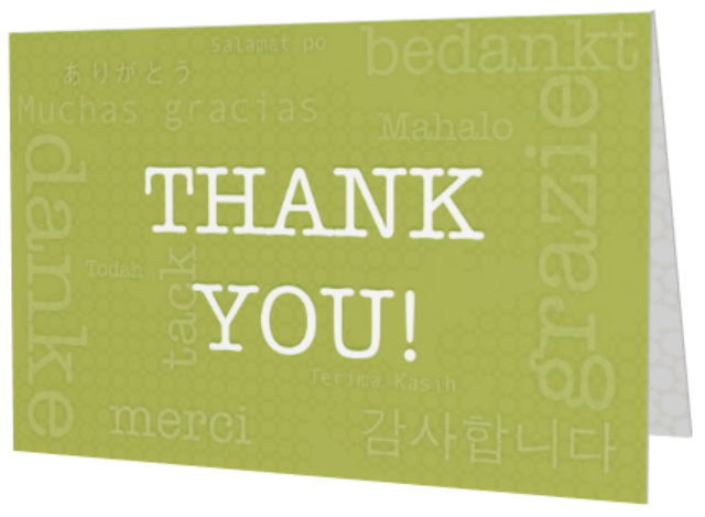 Green international Thank You greeting card