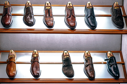 Dress shoes on display