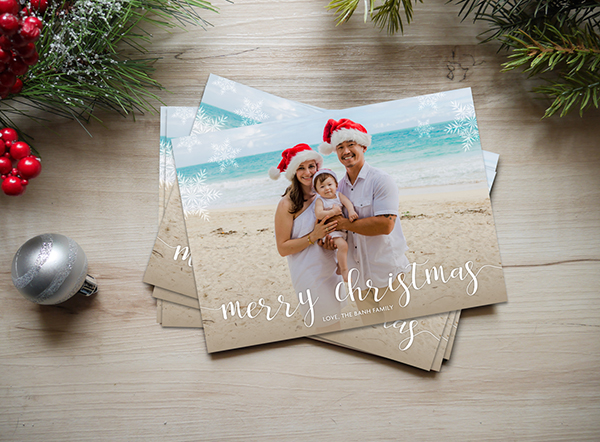 Family portrait holiday postcard