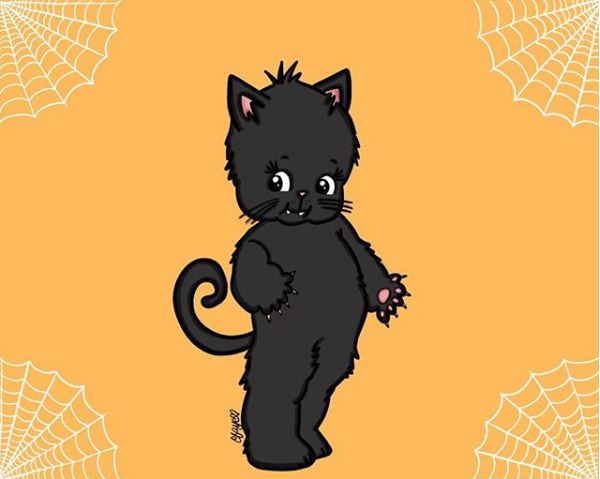 Casey Faye's Kitty Kewpie Cat Drawing submission for Overnight Prints' #SpookMeONP's Halloween Contest